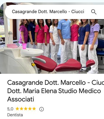 Scheda Google della sede di Moncalieri il 25 ottobre: 5,0 stelle, foto del team dentro lo studio