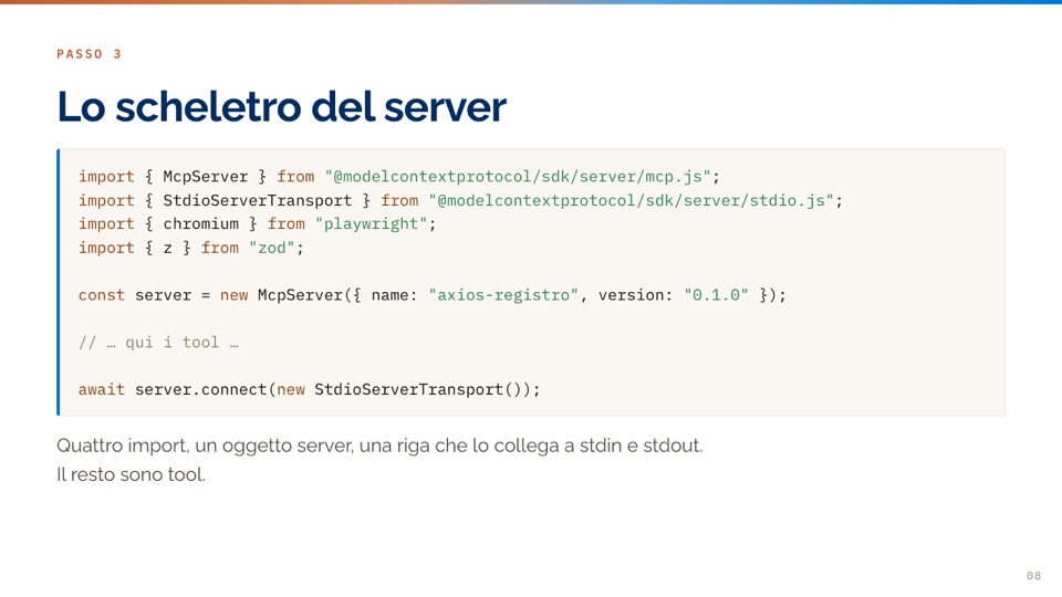 Lo scheletro del server MCP in dieci righe